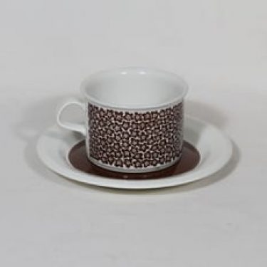 Arabia Faenza teekuppi, ruskeakukka, suunnittelija Inkeri Seppälä, ruskeakukka, serikuva