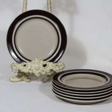 Arabia Ruija leivoslautaset, käsinmaalattu, 6 kpl, suunnittelija Raija Uosikkinen, käsinmaalattu