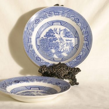 Arabia Willow soup plates, blue, 2 pcs, copper ornament