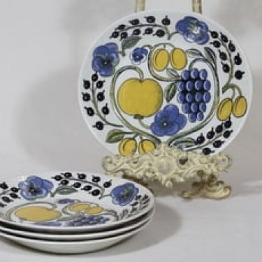 Arabia Paratiisi lautaset, matala, 4 kpl, suunnittelija Birger Kaipiainen, matala, soikea, serikuva, retro