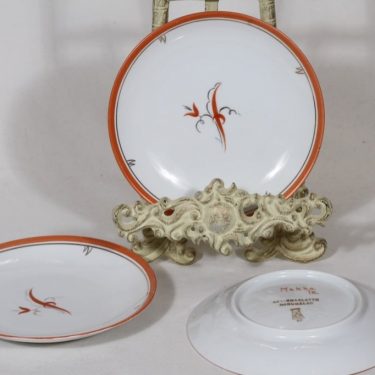 Arabia Mekka lautaset, pieni, 3 kpl, suunnittelija Greta Lisa Jäderholm-Snellman, pieni, art deco, signeerattu