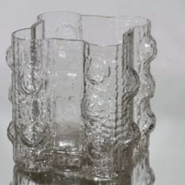 Riihimäen lasi Quadrifolia maljakko, kirkas, suunnittelija Nanny Still, suuri