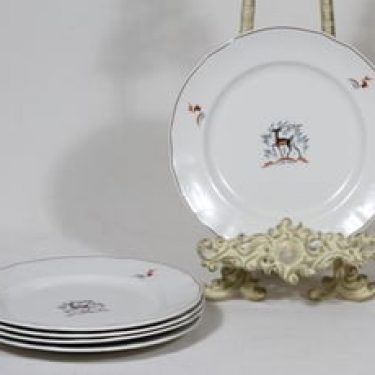 Arabia Kauris lautaset, pieni, 5 kpl, suunnittelija Tyra Lungren, pieni, siirtokuva