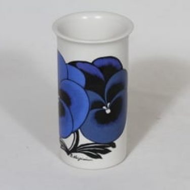 Arabia maljakko, sininen, suunnittelija Birger Kaipiainen, serikuva, kukka-aihe