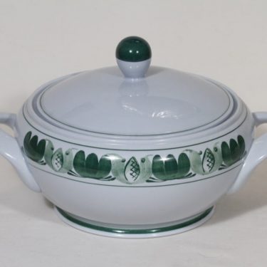Arabia Green Laurel soup bowl, hand-painted, designer Olga Osol
