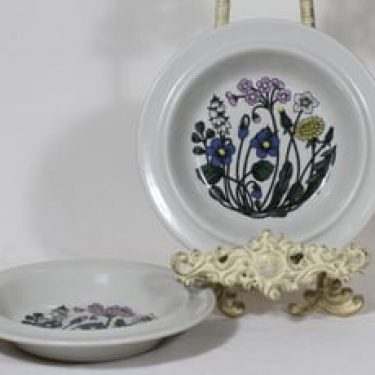 Arabia Flora lautaset, syvä, 2 kpl, suunnittelija Esteri Tomula, syvä, serikuva, kukka-aihe