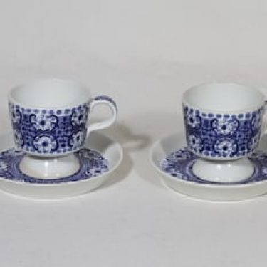 Arabia Ali kahvikupit, sininen, 2 kpl, suunnittelija Raija Uosikkinen, kuparipainokoriste