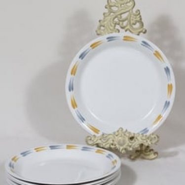 Arabia Tipla lautaset, matala, 6 kpl, suunnittelija Raija Uosikkinen, matala, käsinmaalattu, ornamentti