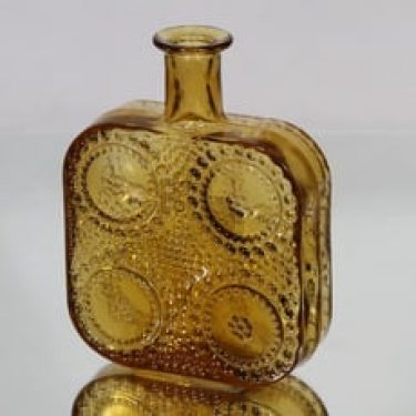 Riihimäen lasi 1724 koristepullo, amber, suunnittelija Nanny Still,