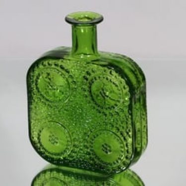 Riihimäen lasi 1724 koristepullo, vihreä, suunnittelija Nanny Still,