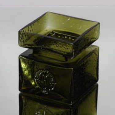 Riihimäen lasi 1393 maljakko, vihreä, suunnittelija Helena Tynell,