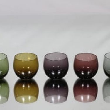 Nuutajärvi Marja lasit, eri värejä, 5 kpl, suunnittelija Saara Hopea, pieni