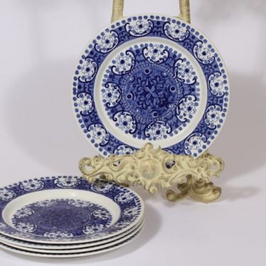 Arabia Ali lautaset, sininen, 5 kpl, suunnittelija Raija Uosikkinen, pieni, kuparipainokoriste