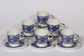 Arabia Ali coffee cups, blue, 6 pcs, Raija Uosikkinen