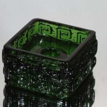 Riihimäen lasi Taalari kynttilänjalka, vihreä, suunnittelija Tamara Aladin,
