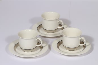 Arabia Seita Arctica kahvikupit, valkoinen, 3 kpl, suunnittelija Inkeri Leivo, raitakoriste