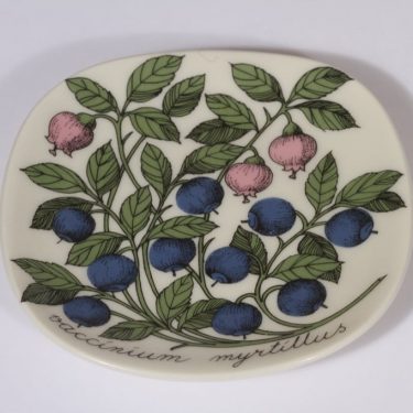 Arabia Botanica decorative plate, Mustikka, designer Esteri Tomula, small, silk screening