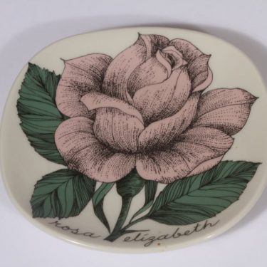 Arabia Rosa decorative plate, Rosa Elisabeth, designer Esteri Tomula, small, silk screening
