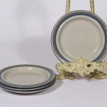 Arabia Uhtua lautaset, pieni, 4 kpl, suunnittelija Inkeri Leivo, pieni, raitakoriste