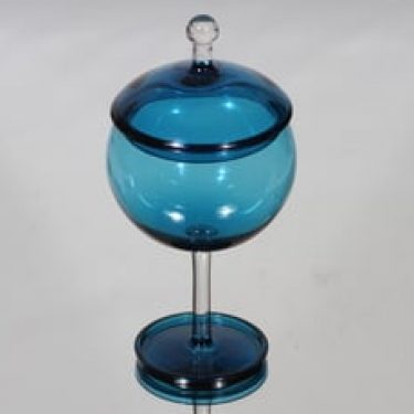 Riihimäen lasi Harlekiini sokerikko, sininen, suunnittelija Nanny Still,