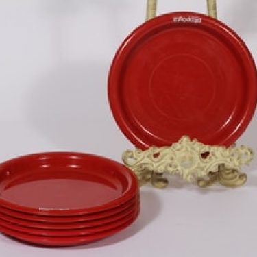 Sarvis Pitopöytä lautaset, punainen, 6 kpl, suunnittelija Kaj Franck, pieni, pyöreä