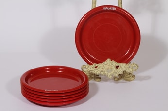 Sarvis Pitopöytä lautaset, punainen, 6 kpl, suunnittelija Kaj Franck, pieni, pyöreä
