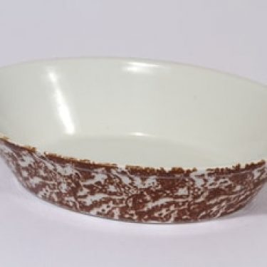 Arabia KE-A uunivuoka, ruskea|valkoinen, suunnittelija , sienitetty