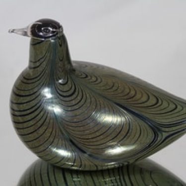 Nuutajärvi koristelintu, KOP, suunnittelija Oiva Toikka, KOP, signeerattu