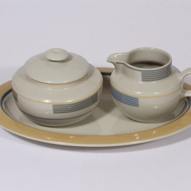 Arabia Kombi sugar bowl, creamer and plate, Kati Tuominen-Niittylä
