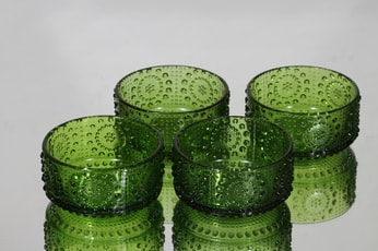 Riihimäen lasi Grapponia annoskulhot, vihreä, 4 kpl, suunnittelija Nanny Still,