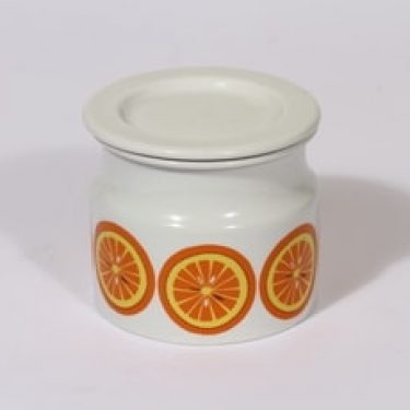 Arabia Pomona purnukka, appelsiini, suunnittelija Raija Uosikkinen, appelsiini, serikuva, appelsiini