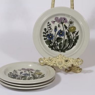 Arabia Flora lautaset, 4 kpl, suunnittelija Esteri Tomula, pieni, kukka-aihe