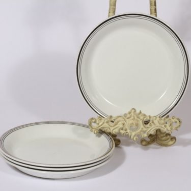 Arabia Platina lautaset, 4 kpl, suunnittelija Raija Uosikkinen, raitakoriste, pieni