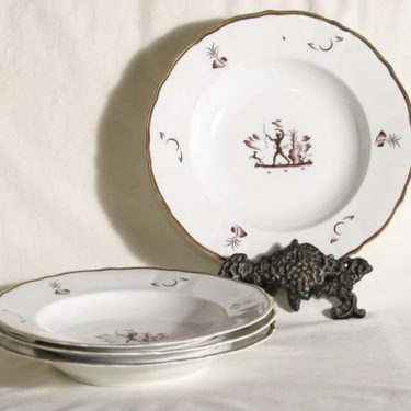 Arabia Diana soup plates, 4 pcs, art deco