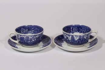 Arabia Maisema teekupit, sininen, 2 kpl, suunnittelija , kuparipainokoriste