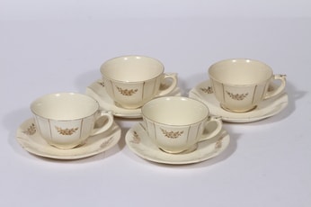 Arabia Irja kahvikupit, 4 kpl, suunnittelija , painettu, kultakoriste