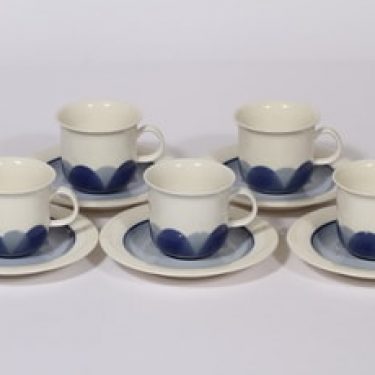 Arabia Arctrica Pudas kahvikupit, sininen, 5 kpl, suunnittelija Inkeri Leivo, serikuva