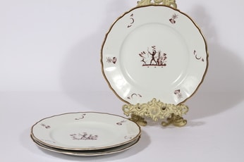 Arabia Diana lautaset, matala, 3 kpl, suunnittelija Einar Forseth, matala, suuri, siirtokuva, art deco