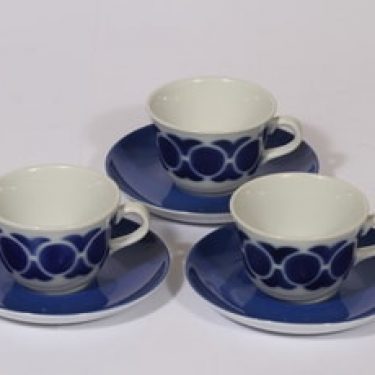 Arabia RL kahvikupit, sininen, 3 kpl, suunnittelija , puhalluskoriste