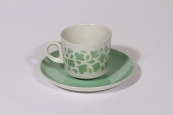 Arabia BR kahvikuppi, vihreä, suunnittelija Göran Bäck, puhalluskoriste, retro, nimetön koriste