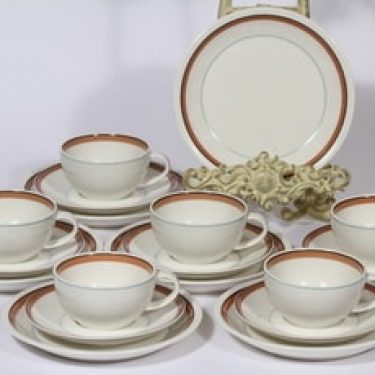 Arabia Katariina kahvikupit ja lautaset, 6 kpl, suunnittelija , raitakoriste