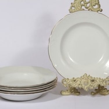 Arabia Siro lautaset, valkoinen, 6 kpl, suunnittelija , kultakoriste