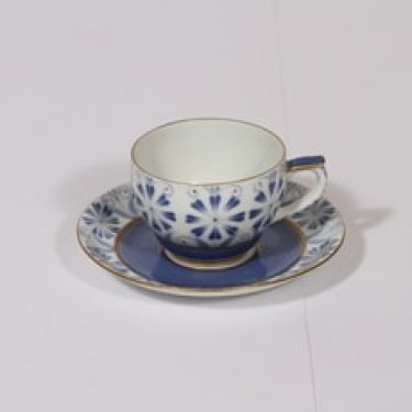 Arabia Sinikka kahvikuppi, sininen-kulta, suunnittelija , painokoriste