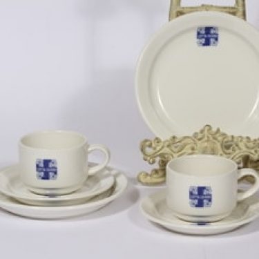 Arabia Lotta-Svärd kahvikupit ja lautaset, valkoinen, 2 kpl, suunnittelija , painokoriste