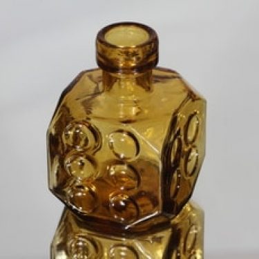 Riihimäen lasi Arpa on heitetty koristepullo, amber, suunnittelija Erkkitapio Siiroinen, pieni