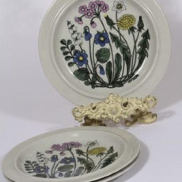 Arabia Flora lautaset, matala, 3 kpl, suunnittelija Esteri Tomula, matala, serikuva, kukka-aihe