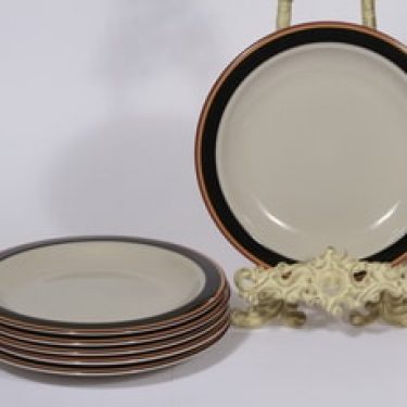 Arabia Reimari lautaset, 6 kpl, suunnittelija Inkeri Leivo, pieni, raitakoriste
