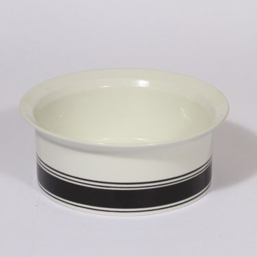 Arabia Faenza bowl, black, designer Inkeri Seppälä, stripe decoration