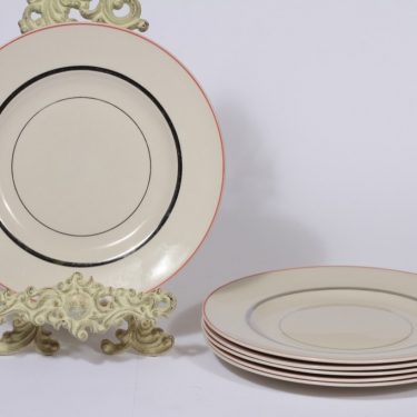 Arabia Elite lautaset, matala, 6 kpl, suunnittelija Olga Osol, matala, raitakoriste