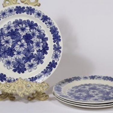 Arabia Sinikukka lautaset, matala, 4 kpl, suunnittelija Esteri Tomula, matala, serikuva